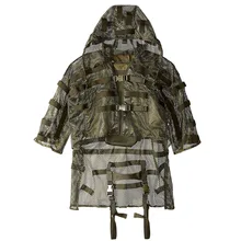 Нейлоновая сетка дышащая тактическая одежда Ghillie с 3л сумка для воды карман Открытый охотничий съемный с капюшоном верхняя одежда для снайпера плащ