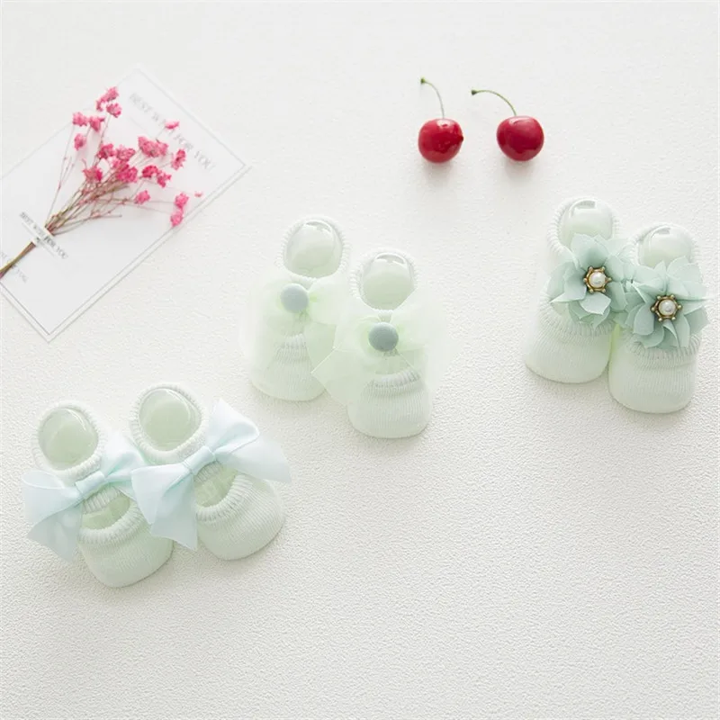3 пар/лот кружевные носки с цветочным рисунком для новорожденных хлопковые