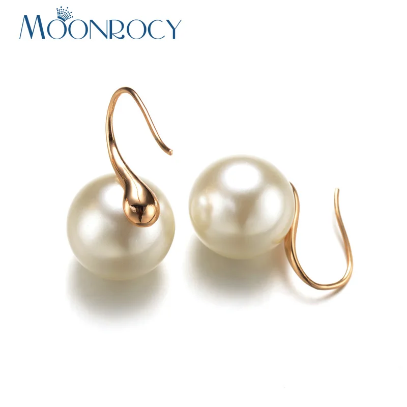 Женские серьги с искусственным жемчугом MOONROCY цвета розового золота кристаллами