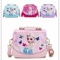 disney cartoon lovely girls frozen handbag cartoon pu princess bag fashion glitter magnetic button bags