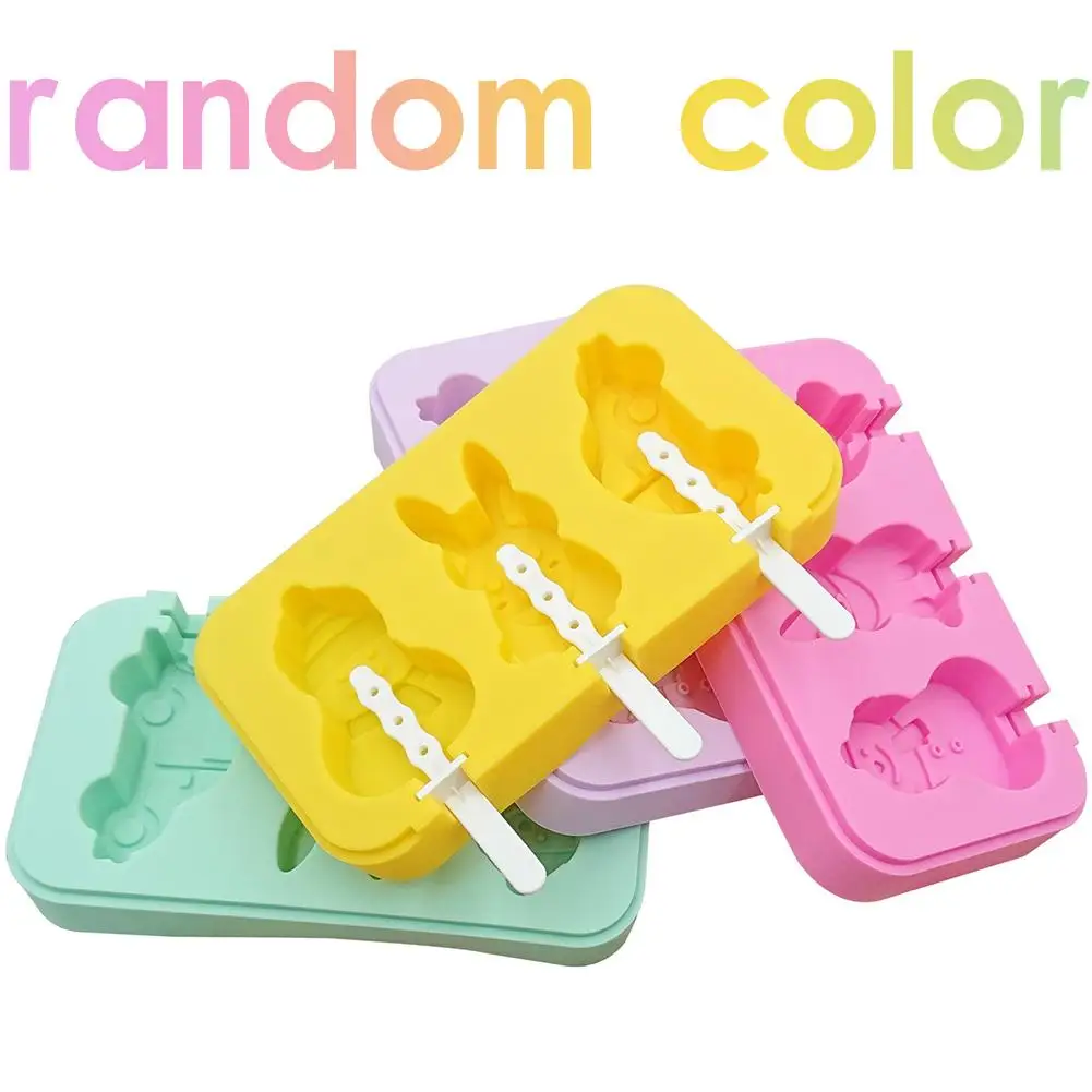 

1Pc Car Snowman Rabbit Cartoon Silicone Ice Cream Mold Homemade Cute Cartoon Popsicle Mold Random Color