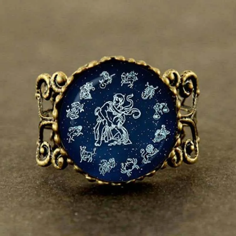 Новинка 2017 года Мода кольцо &quotВОДОЛЕЙ&quot Знак зодиака астрологическое водонос