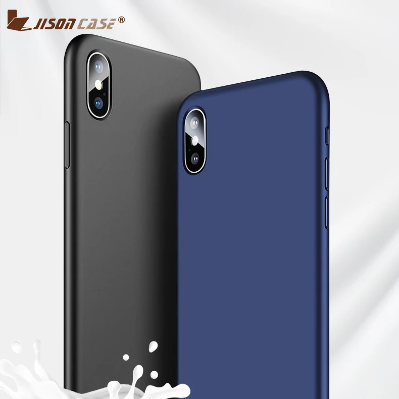 Jisoncase для iphone X Xs Max XR простой чехол для телефона тонкий матовый Жесткий Силиконовые обложка Карамельный цвет для iphone чехол логотип