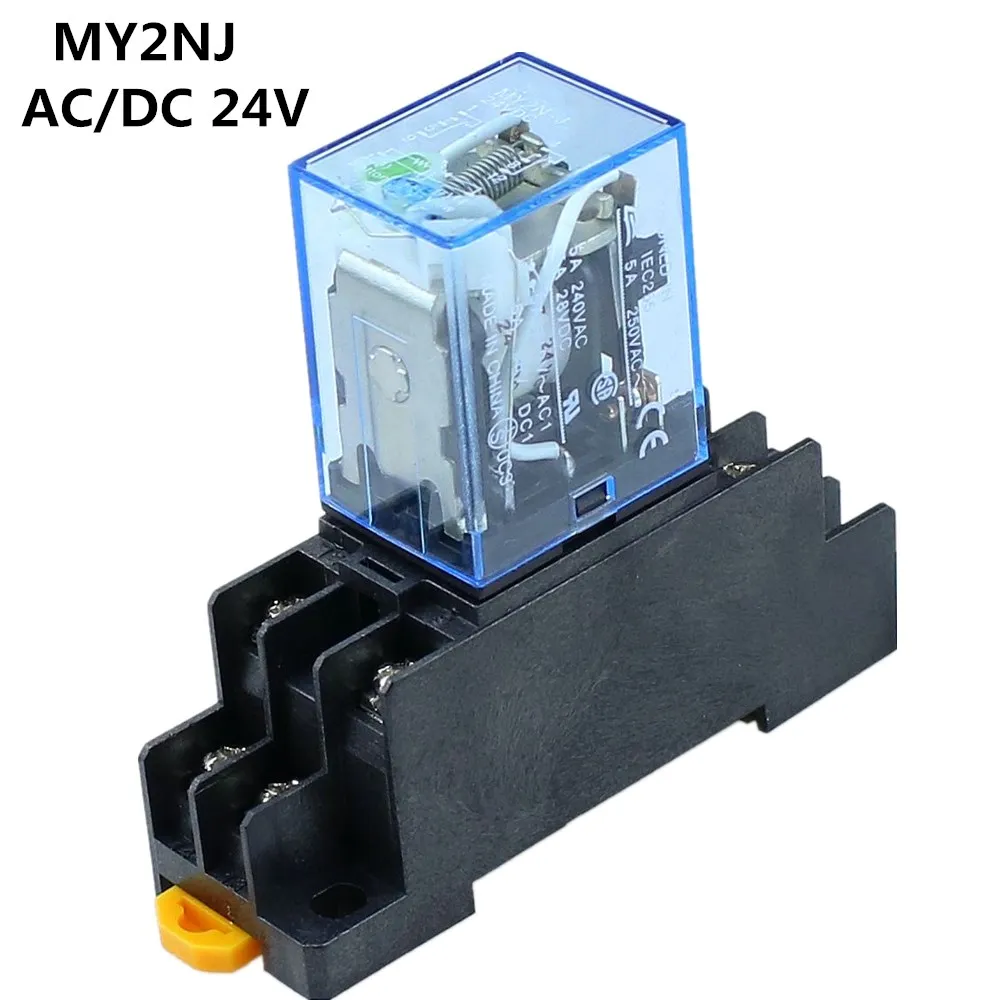 8 Pin MY2NJ реле 24 V DC маленький 5A DPDT катушка с гнезда цоколя Y103|relay 5a|small relayrelay v |