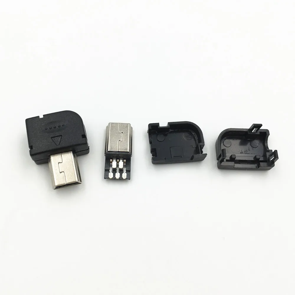 10 шт. DIY USB 2,0 Mini 5 Pin Мужской Тип B сварочный разъем 3 в 1 90 градусов правый угловой адаптер для OD 4,0 мм провода кабель