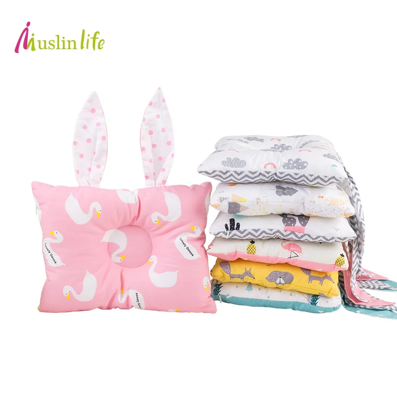 

Muslinlife Cotton Cute Rabbit Baby Pillows Newborns,Funny Rabbit Ear Baby Decorative Pillows,Baby Soft Shaping Pillows