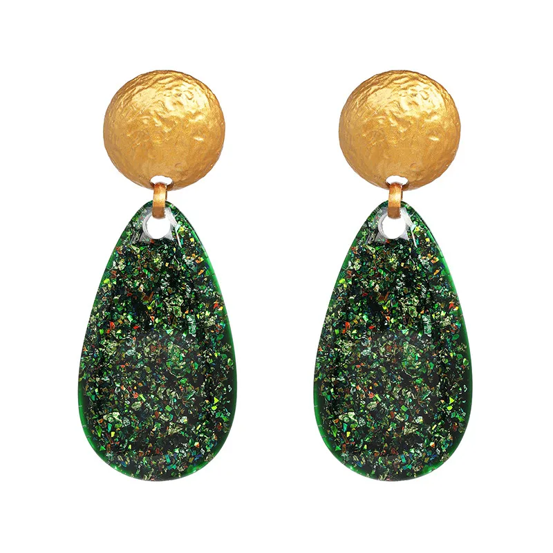 Green JUJIA Boho za серьги для женщин ювелирные изделия Макси Шарм Акриловые Висячие женские серьги-подвески массивные Brincos - Окраска металла: Green
