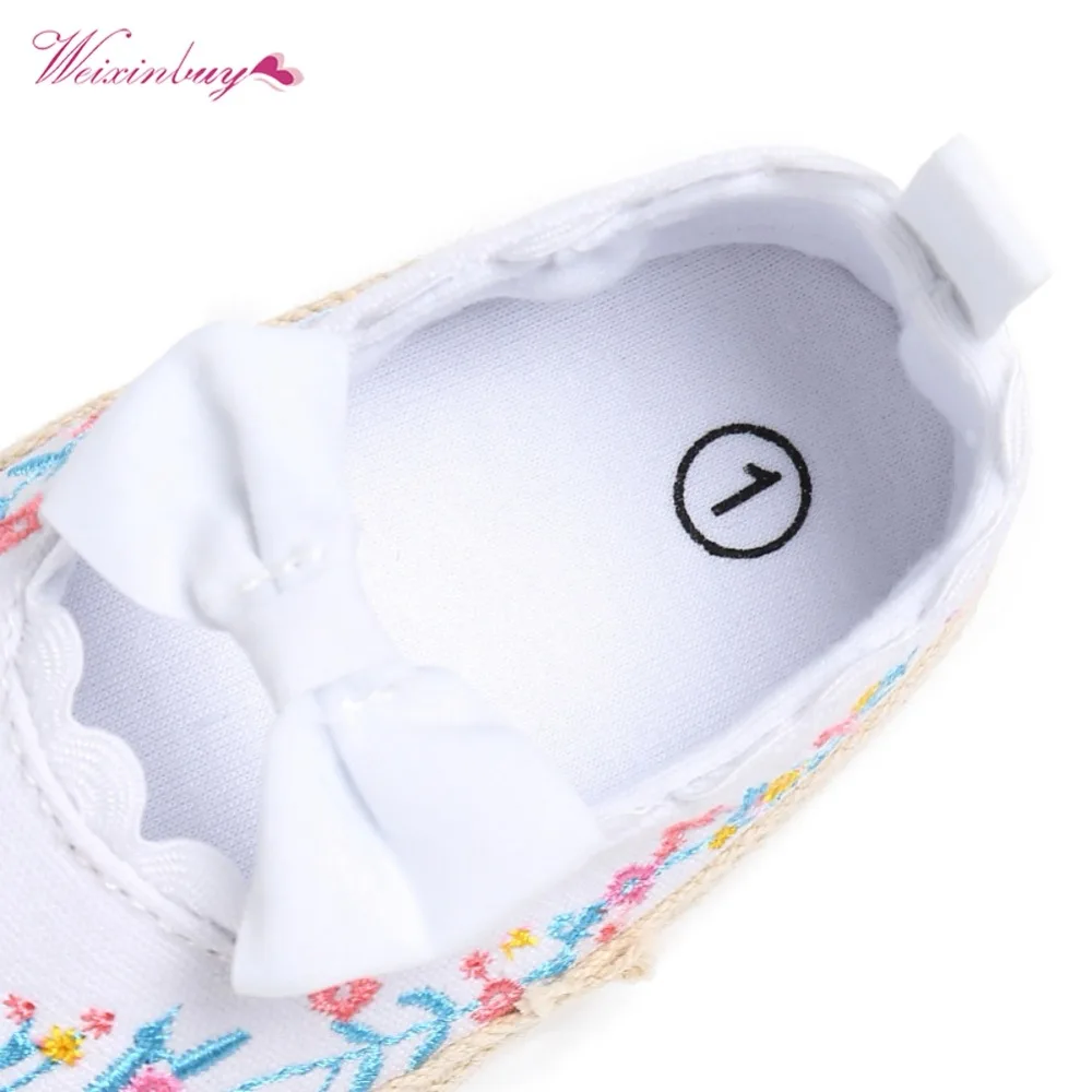 

WEIXINBUY Newborn Baby Girls Shoes Princess Cute Mary Jane Bow First Walkers Crib Bebe Soft Soled Anti-Slip Kids Spring Shoes