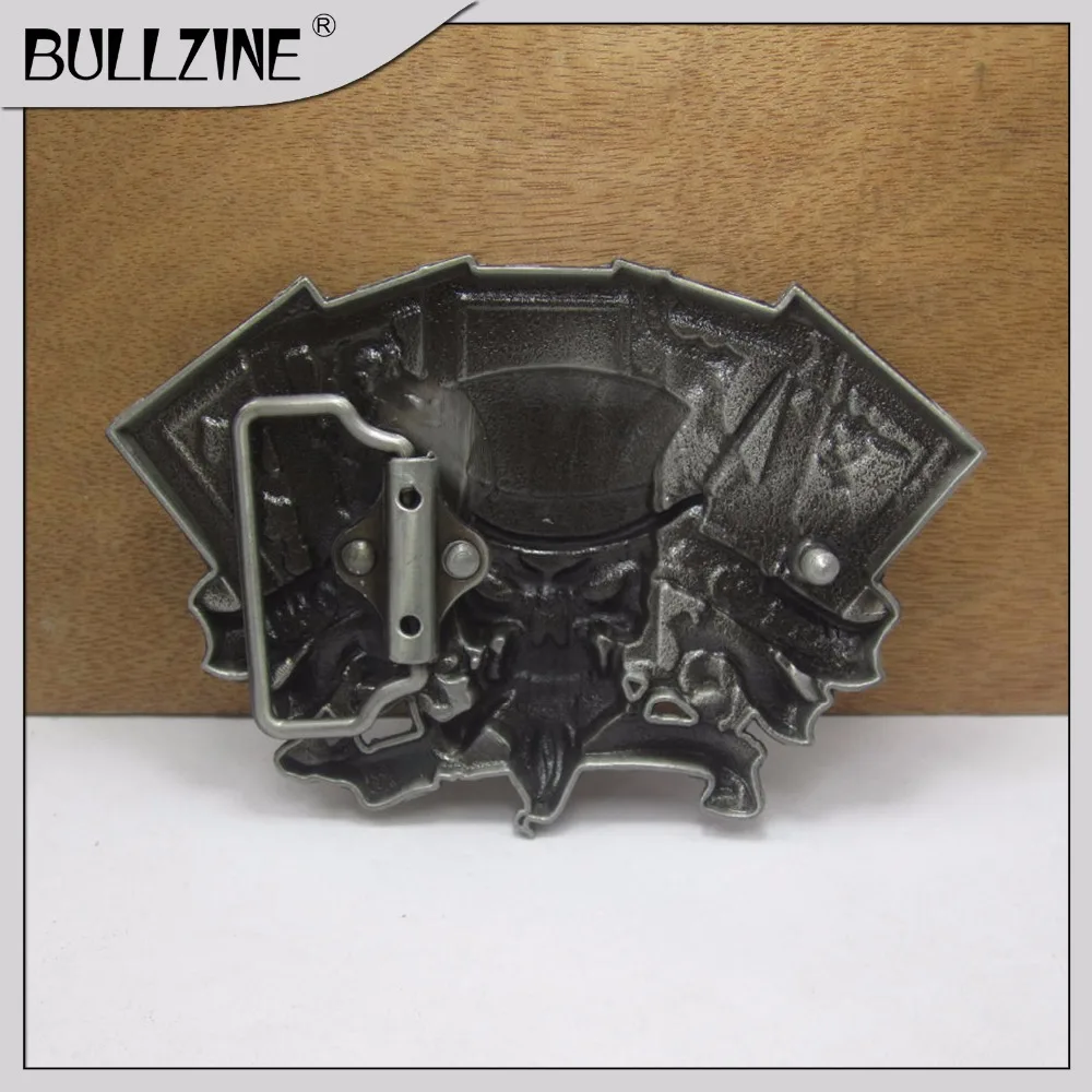 Bullzine череп с игральных карт пряжки ремня оловянной отделкой FP-03465 подходит для