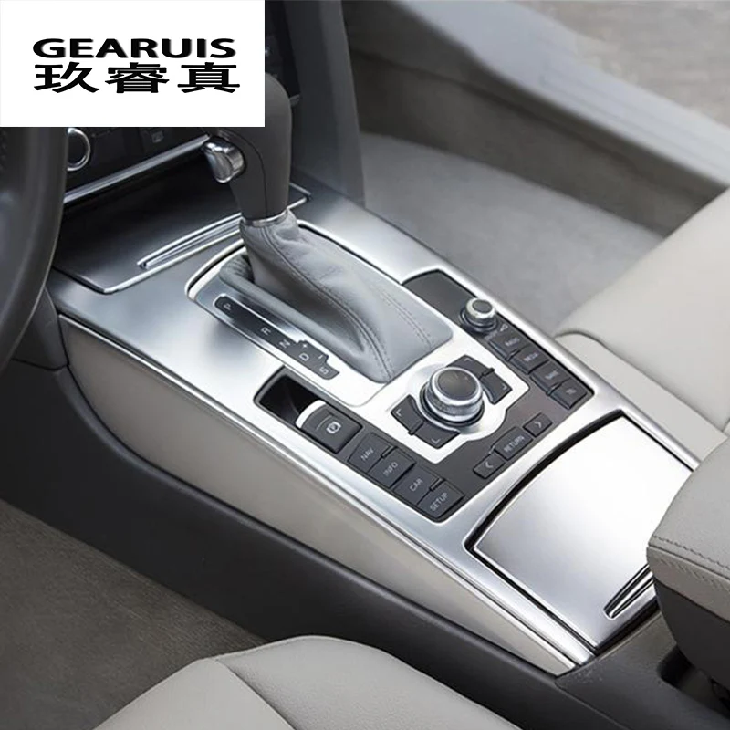 Наклейка для автомобильного стакана, панель управления переключением передач, металлическая рамка, Накладка для Audi A6, c5, C6, автомобильные ак...