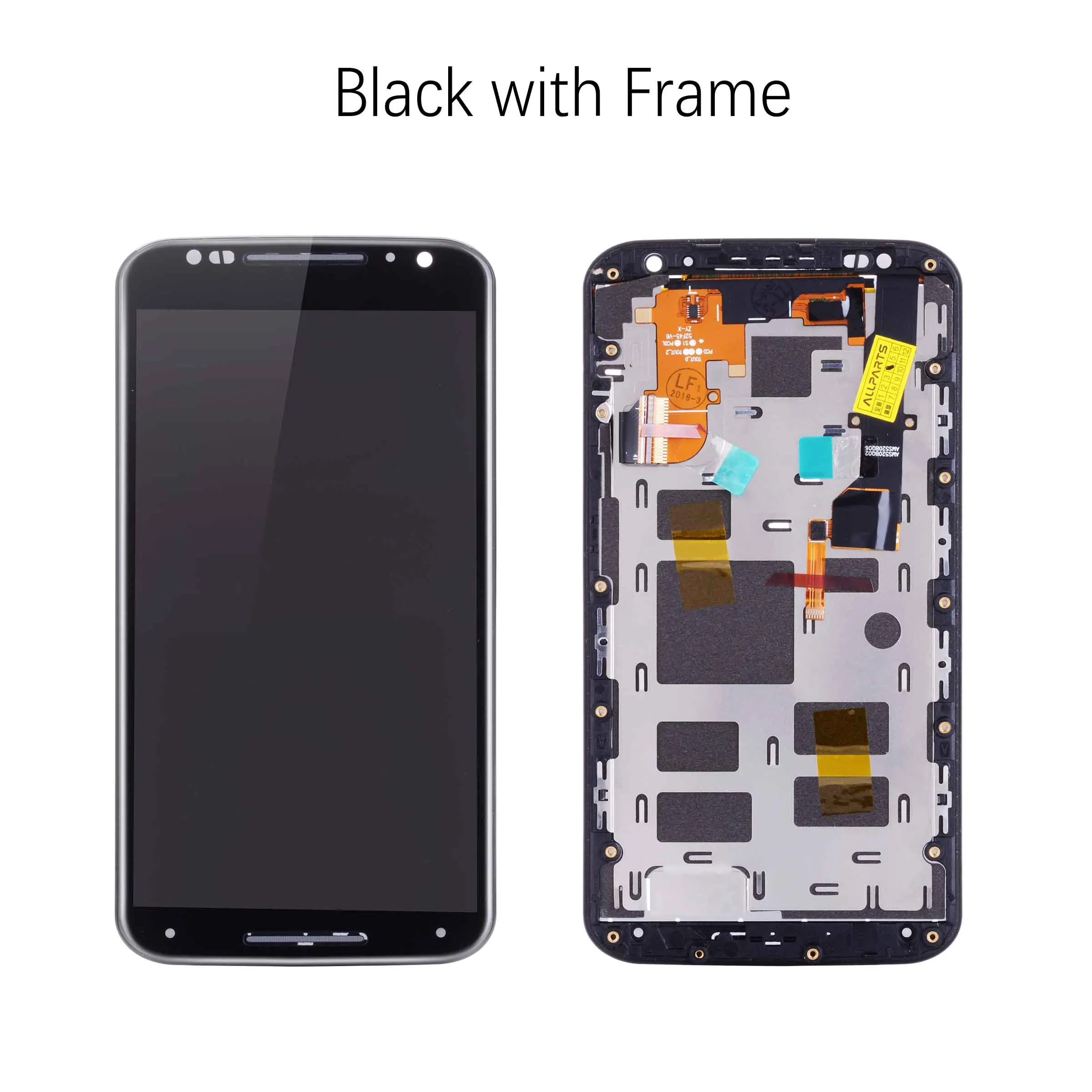 Black with Frame Дисплей для Motorola Moto X2 LCD Xt1092 Xt1095 Xt1097 в сборе с тачскрином на рамке черный белый - Цвет: Black with Frame