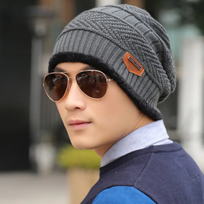 Шерстяная хлопковая теплая зимняя шапка SANDMAN вязаная трикотажная меховые шапки