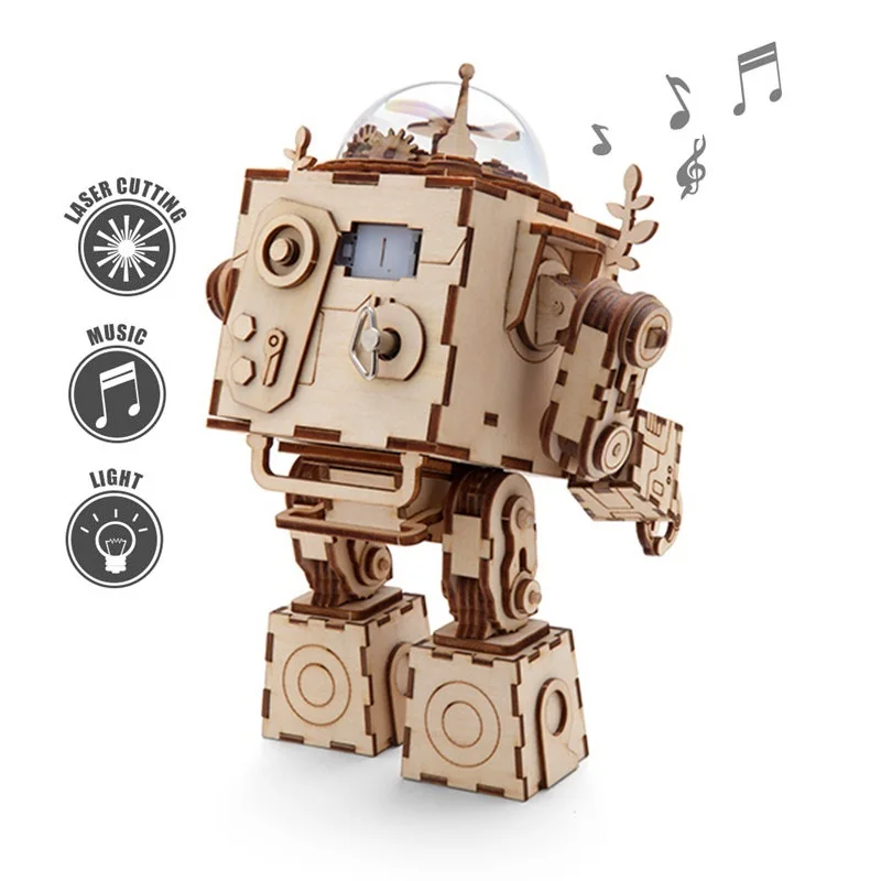 Robotime дропшиппинг DIY 3D деревянная головоломка Собранный шарнирный робот с