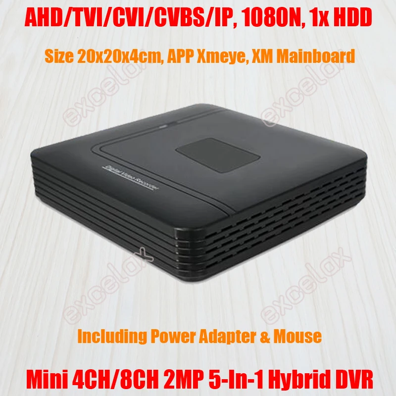 Мини 4CH 8CH 1080N 5 в 1 IP AHD TVI CVI CVBS цифровые гибридные видеорегистраторы для