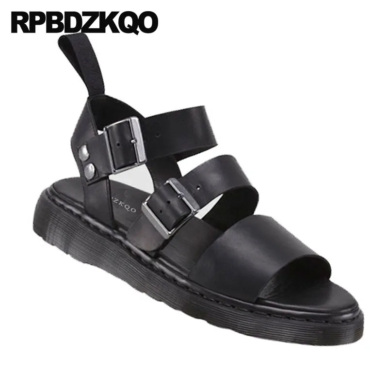 черный повседневная Flatform Римский женщины плоские открытый носок Slingback сандалии с