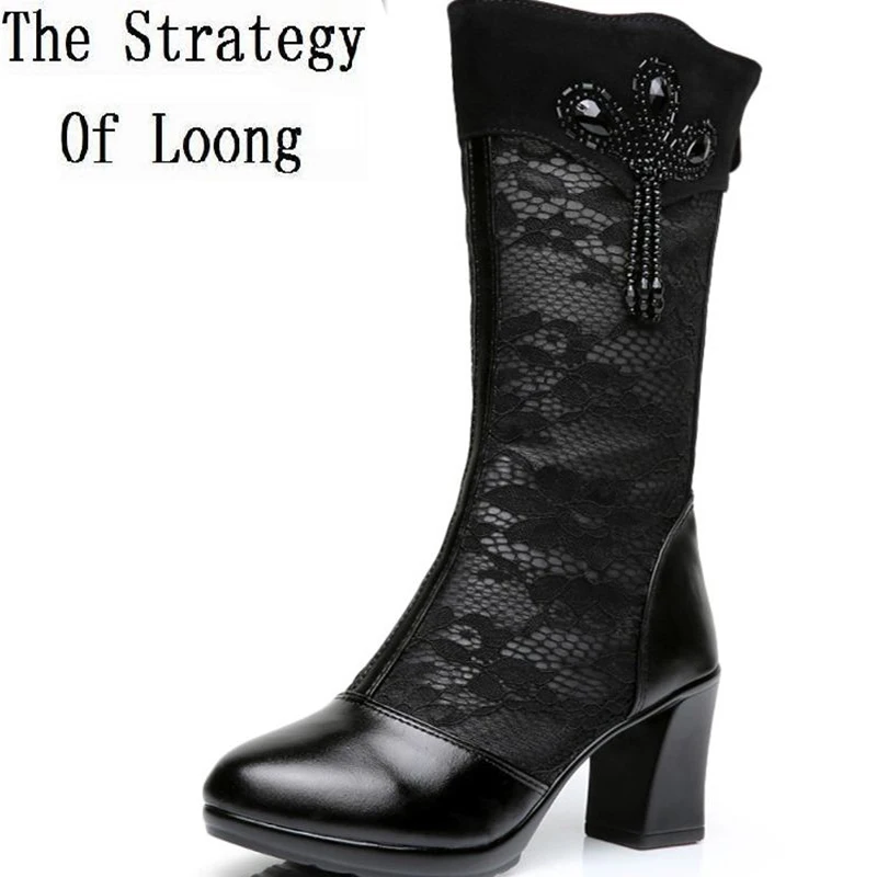 Женские полусапожки Corium на толстом каблуке демисезонные дышащие с круглым