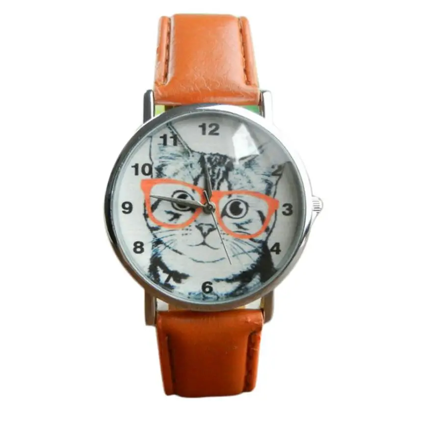 

Relogio Feminino 2018 Hot Luxury Female Watch Women Fashion Casual Cartoon Cat Pattern Watch Brand Women Watches #D