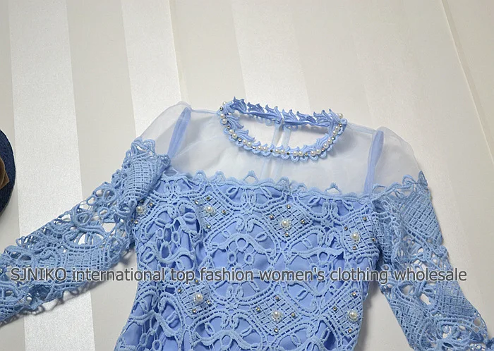 2014 new high quality European Milan fashion women's SILK organza lace embroidery Elegant Designer dress runway party dresses | Женская