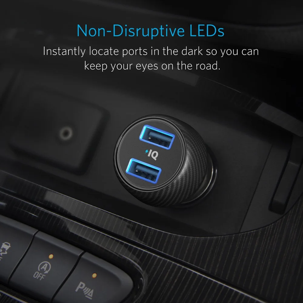 Anker 24 Вт автомобильное зарядное устройство, 2-портовый ультра-компактный PowerDrive 2 Elite с PowerIQ для iPhone XS/Max/XR/X/8/7/6/Plus, iPad, Galaxy и т. Д