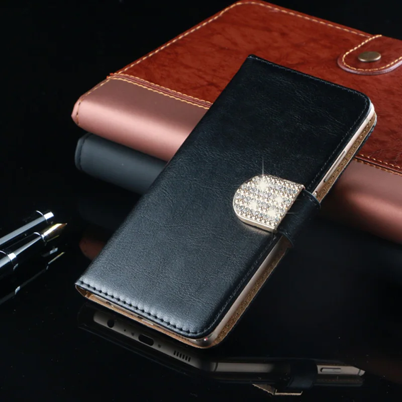 Винтажный флип-чехол с подставкой, роскошный кожаный чехол для BQ BQ-5510 Strike power max 4G, милый крутой мультяшный кошелек, чехол - Цвет: BLACK Jewelled