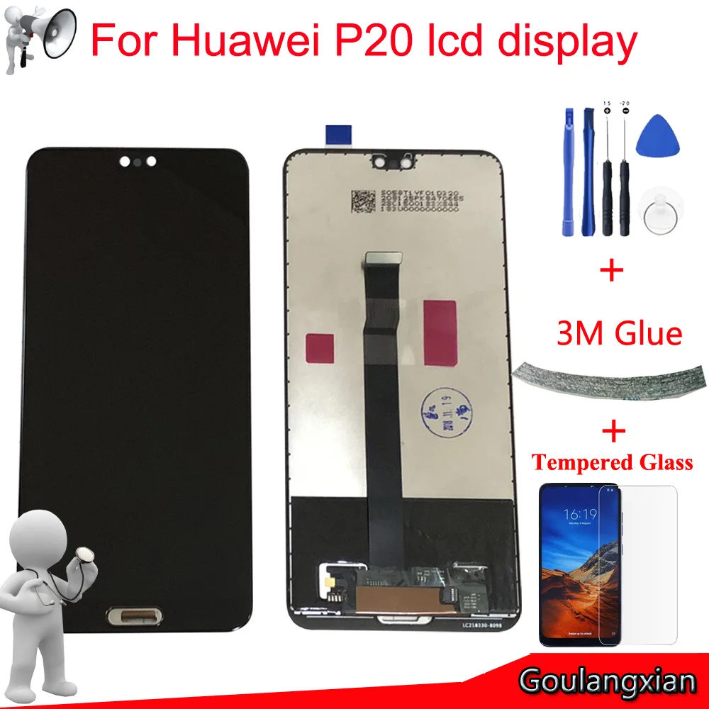 5 8 ''Качество AAA ЖК дисплей для Huawei P20 сенсорный экран дигитайзер сборки EML L09 L22