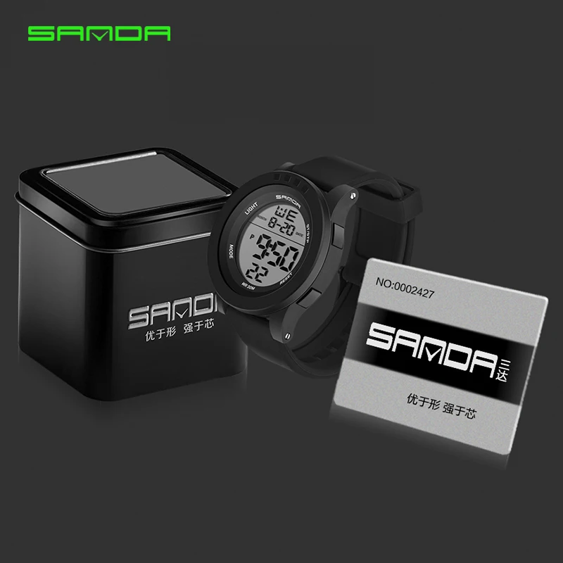 Sanda 336 мужские часы с большим циферблатом водонепроницаемые электронные модные