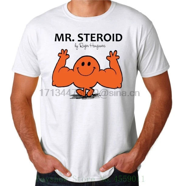 Mr Steroid Funny Mens Gymnasium Trainer Workout Muscles White Novelty New T Shirt Tshirt High Quality |