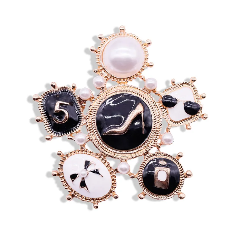 

Fashion Number 5 Luxury Brand Designer Lapel Pins Brooches Broche Jewelry For Women Clothing Sweater Dress