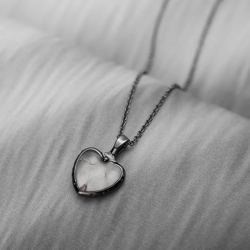 8 сезонов, новинка, креативные подвески с одуванчиком в форме сердца, ожерелье, натуральный сушеный цветок для женщин, вечерние, Клубная, модная Ювелирная цепочка