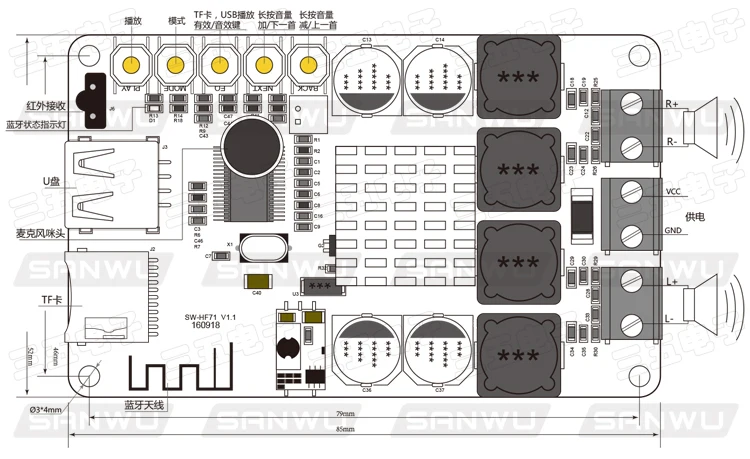 Макетная плата комплект Nodemcu Tpa3116 2x50 Вт Bluetooth приемник управление цифровой