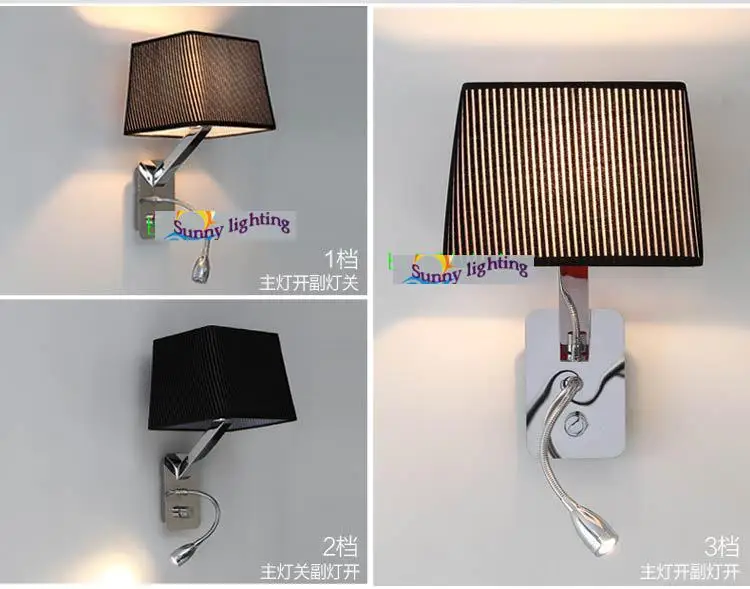 Гостиничные прямоугольные настенные светильники тканевый абажур для спальни