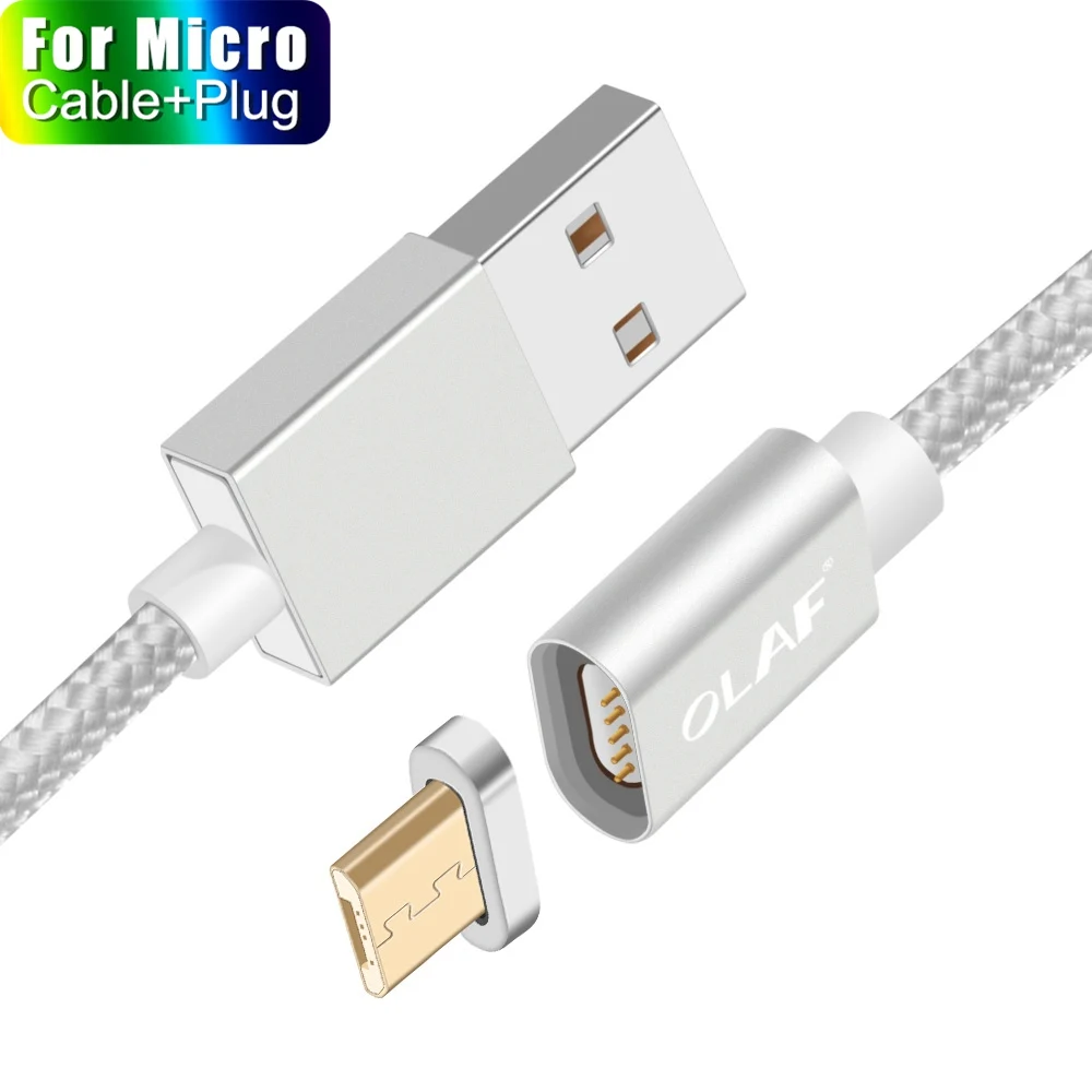 Silver Micro Cable Олаф магнитное зарядное устройство usb type C Micro USB кабель провод для быстрой зарядки штекер type-C Магнитный кабель для iPhone samsung Xiaomi huawei - Цвет: Silver Micro Cable