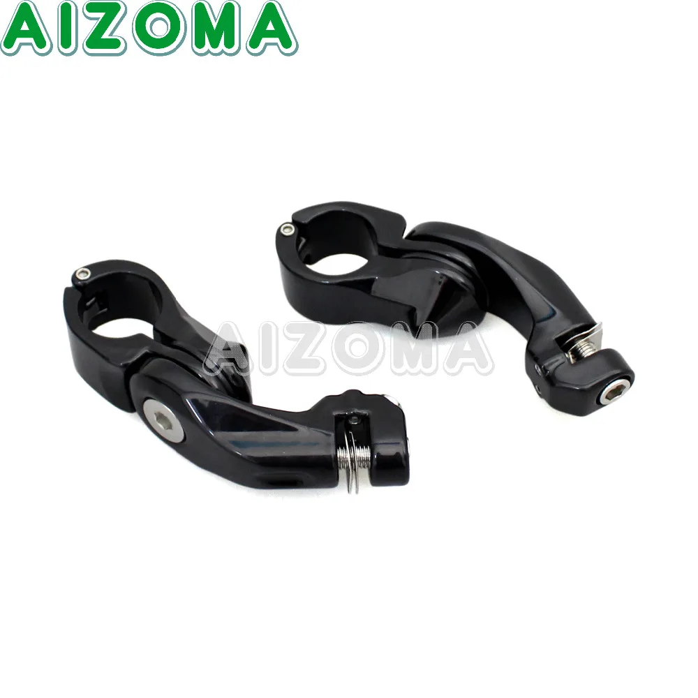 

Мотоцикл черный шоссе колышки крепление короткие подножки 1 1/4 "Труба Защита двигателя колышек зажим для ног для Honda Harley Cafe Racer