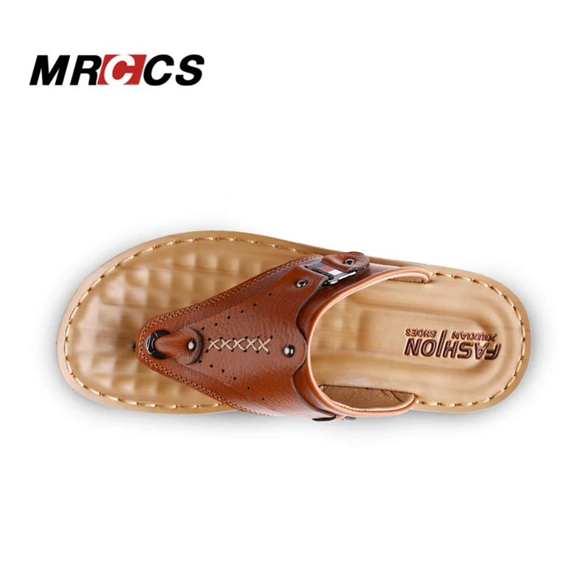 MRCCS/мужские тапочки из натуральной кожи мягкий массаж подошвы Вьетнамки