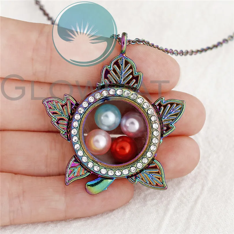 Радужный плавающий кулон Стразы в виде живой памяти подходит для 8 мм жемчужной