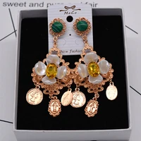 charmcci antique gold color exaggerated flower drop earrings for women crystal earrings party big earring