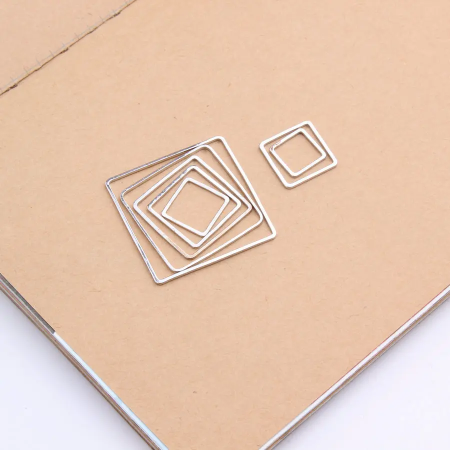 50 шт./лот Медный Серебряный цвет квадратные ювелирные аксессуары модные
