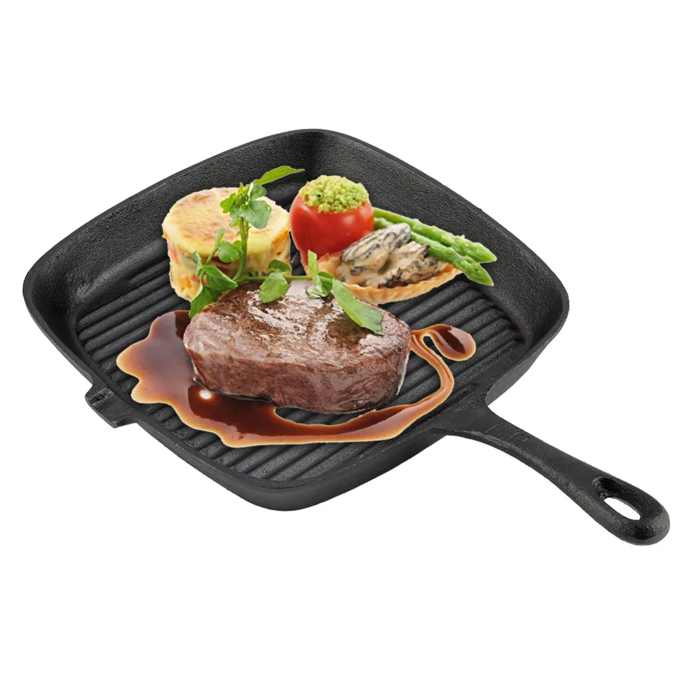 Чугунная сковорода для стейка Еда питание газовая индукционная плита Пособия по