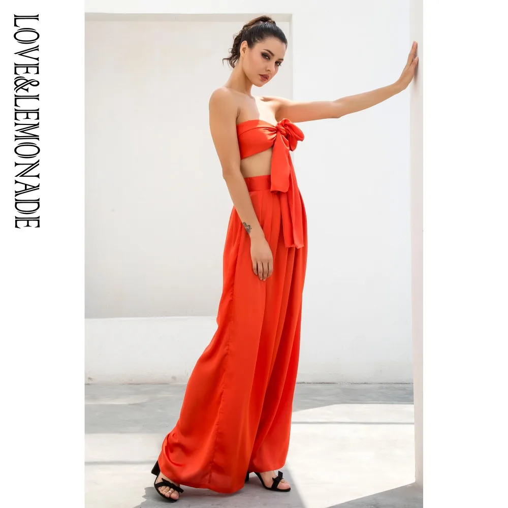 Женский костюм-двойка LOVE &amp LEMONADE оранжевый костюм с высокой талией модель LM6473 |