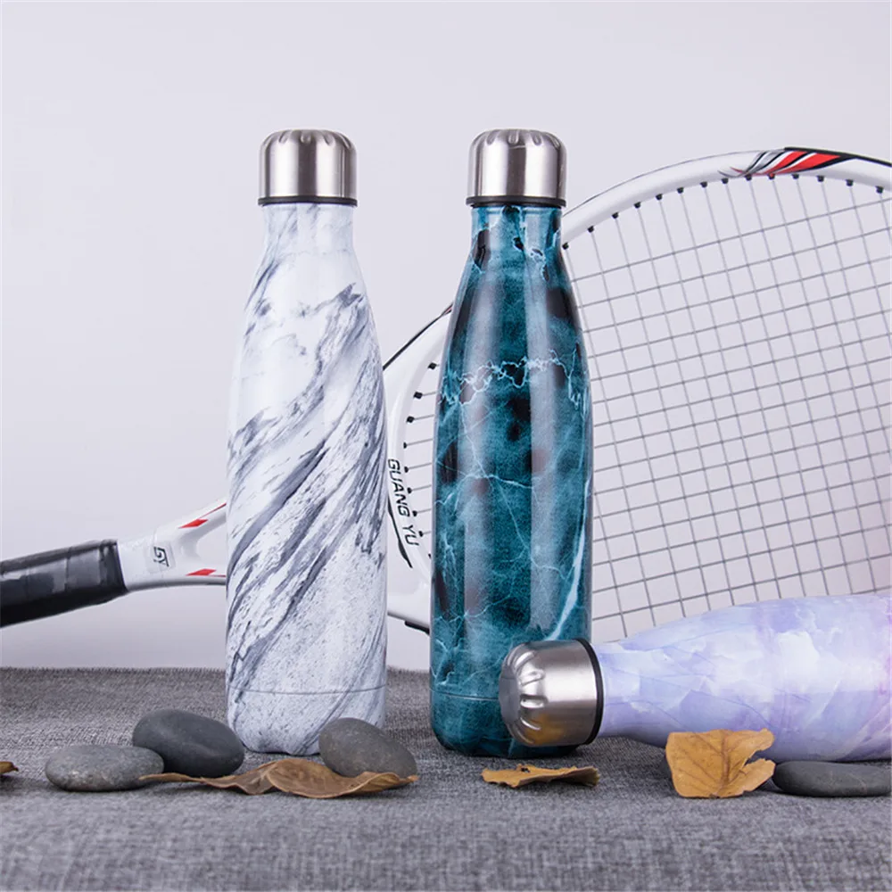 Мраморная текстура бутылки для воды BPA бесплатная двойная стена термос из