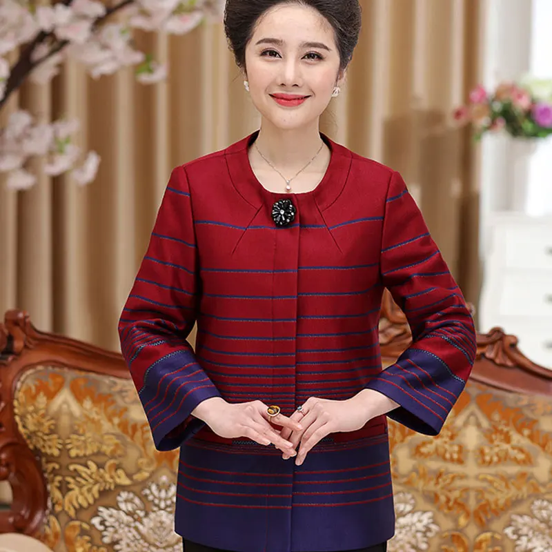 2017 Real New Middle Aged Mother Installed Jacket Loose Fat Mom Feminine Coat Leisure Large Size Female Autumn Clothing Ls166 | Женская