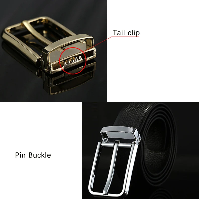 Casual Alloy Pin Buckle Genuine Leather Cow Belts Business Soft Men's Belt Luxury Brand Rectangle Gold Sliver Male | Аксессуары для
