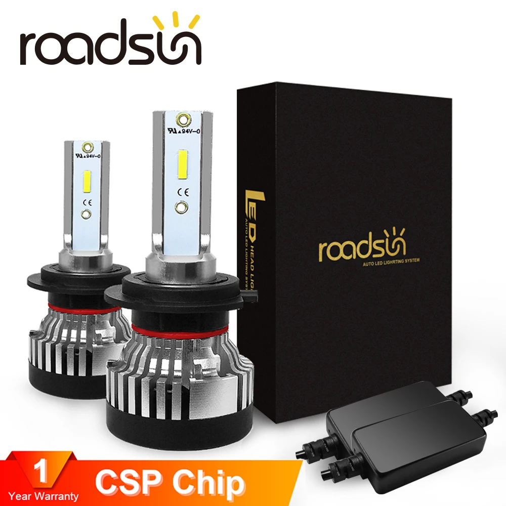 Roadsun головной светильник светодиодный лампы H4 светодиодный H7 головной светильник со светодиодными кристаллами для H11 автомобильной 9005 9006 HB4 10000LM 12V 24V авто лампы