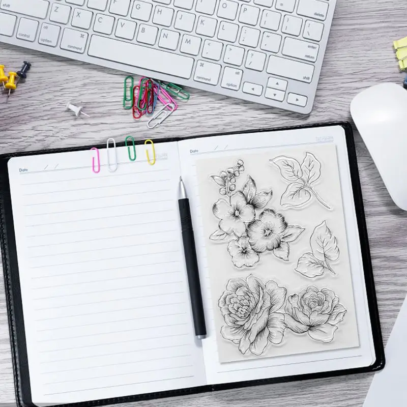 Прозрачный альбом для скрапбукинга с цветочным узором|Штампики| |