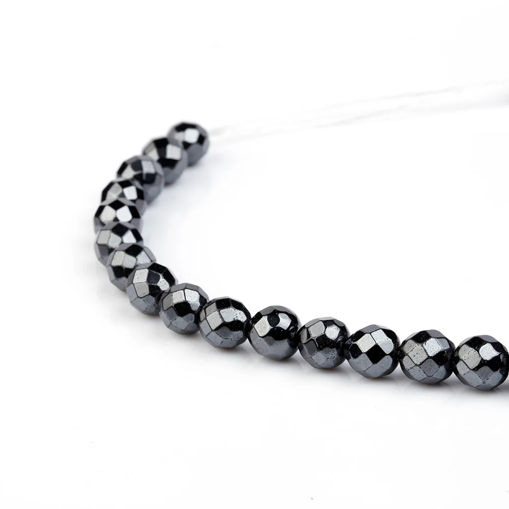 Черные гематитовые шарики для бусина изготовления украшений браслетов и