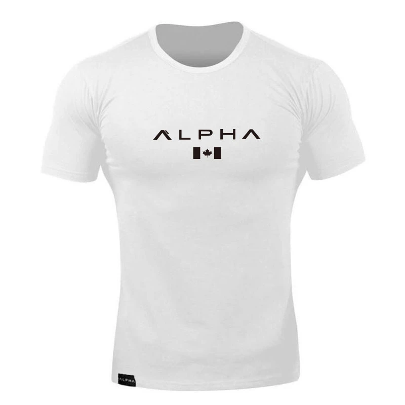 ALPHA maple Leaf модная летняя футболка с коротким рукавом, Мужская брендовая одежда, хлопковая удобная мужская футболка с принтом, мужские футболки для фитнеса