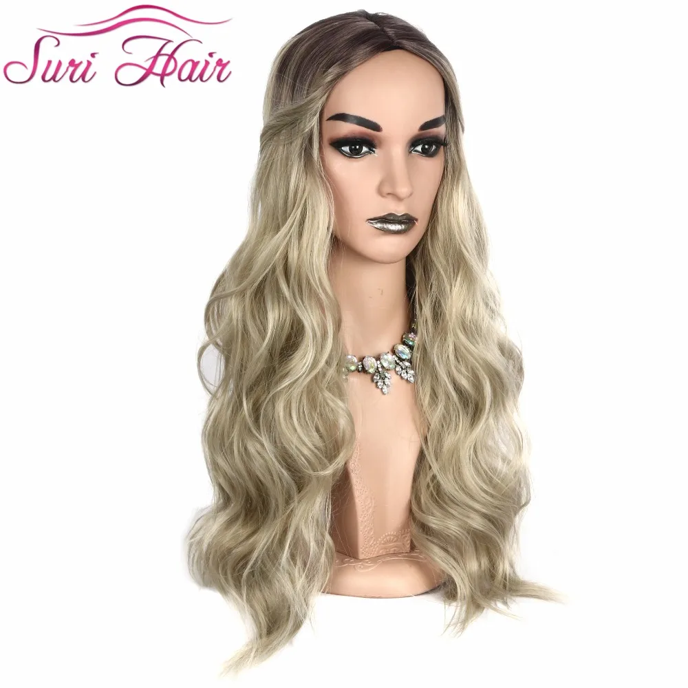 Suri Hair Long Body Wave Wig Ombre Brown Blonde Pink High Density Heat Resistant Synthetic For White Women Cosplay | Шиньоны и парики