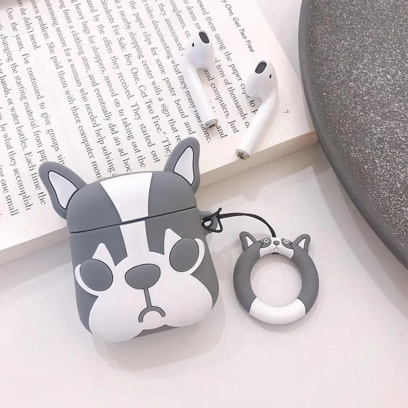 VOZRO French Bulldog Wireless Bluetooth Earphone Case For Apple Airpods Silicone Headphones Cases For Airpods 2 Protective Cover