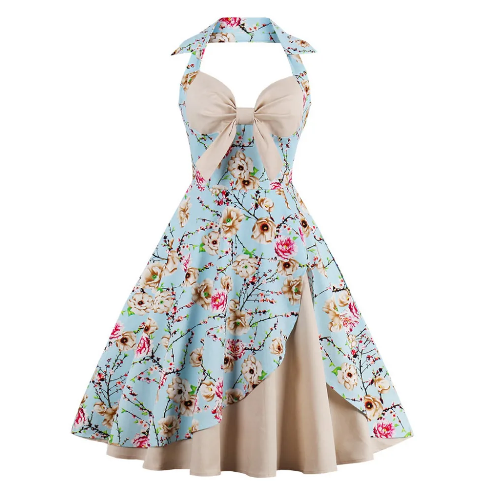 Женское винтажное платье в стиле рокабилли с V образным вырезом|Женские платья| |