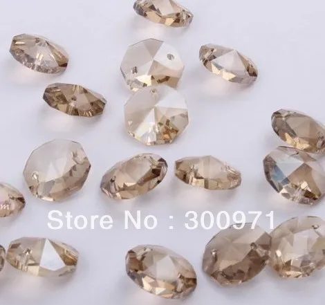 Free shipping 2000pcs/lot cognac color of 14mm crystal octagon beads in 2 holes for home decoration accessories | Освещение